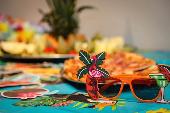 Hawaiian themed party at Great Oaks care home in Bournemouth with Hawaiian themed food and activities 