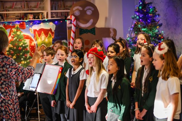 Whiteley Primary School pupils singing Christmas Carols to Hamble Heights Care Home residents